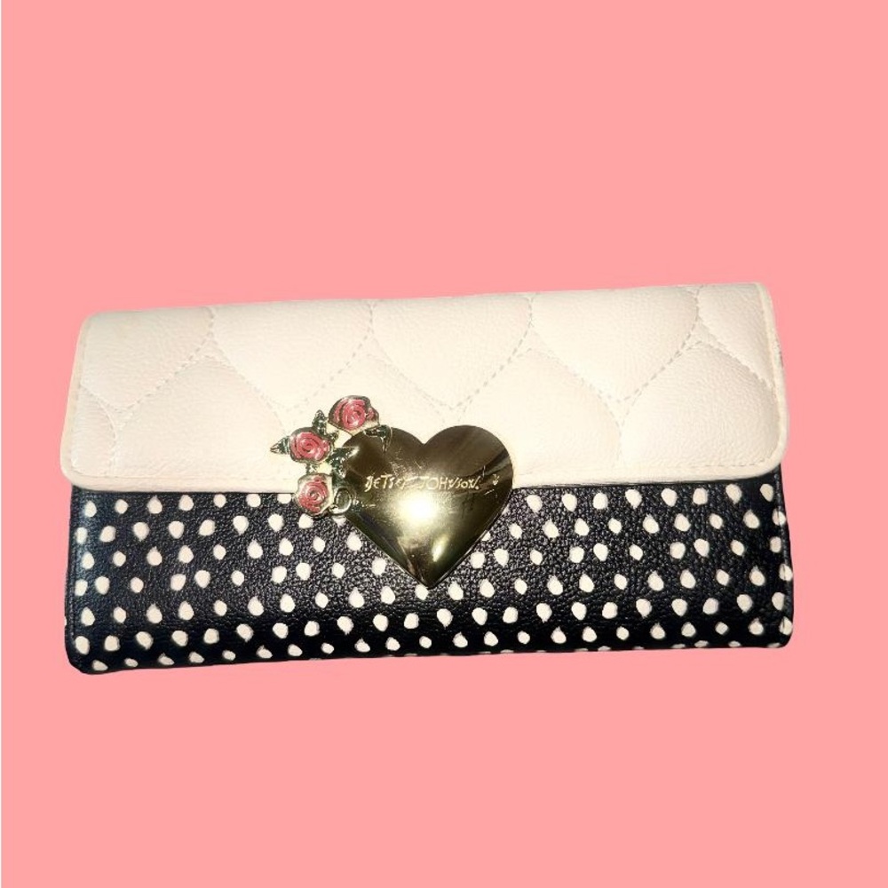 Betsey Johnson Black and White Polka Dot Clutch